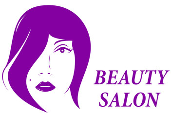 pink beauty salon symbol with woman face