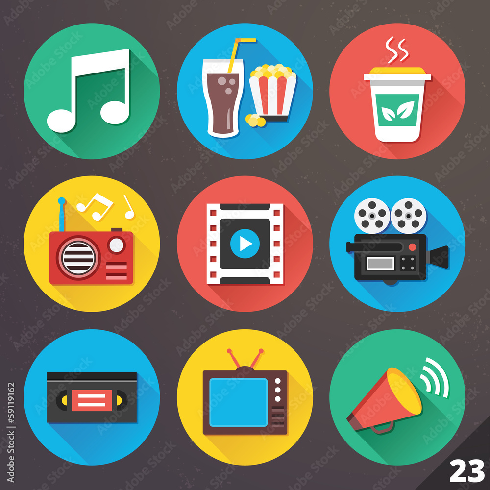 Poster vector icons for web and mobile applications. set 23.