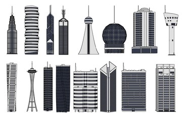 cartoon image of skyscraper buildings