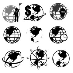 Vector set of 3D world map or globe, series 2