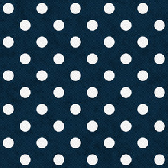 White Polka Dots on Navy Blue Textured Fabric Background © Karen Roach
