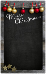 Merry Christmas Restaurant Menu Wooden Blackboard Copy Space