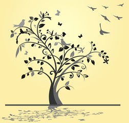 Tree on yellow background