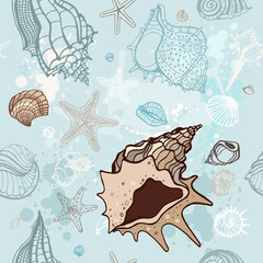Sea background. Hand drawn vector illustration