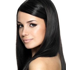 Beautiful woman with long straight hair