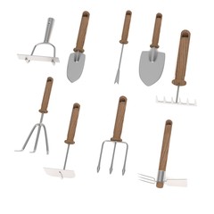realistic 3d render of garden tools