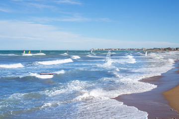 Wind surf in Denia Oliva in Valencian community Mediterranean