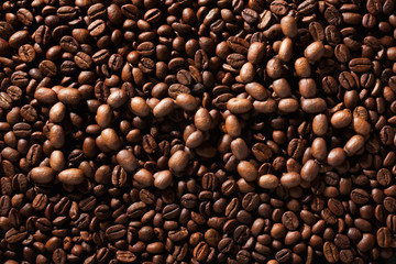 I love coffee. Shapes made from coffee beans.