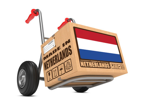 Made in Netherlands - Cardboard Box on Hand Truck.