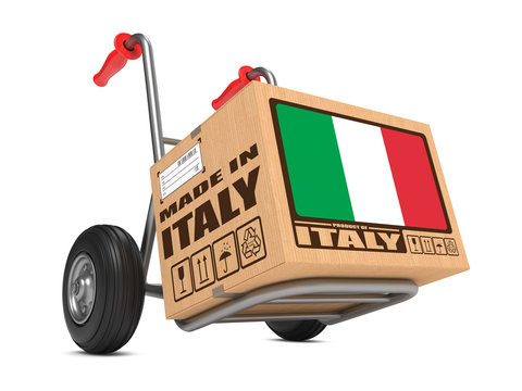 Made in Italy - Cardboard Box on Hand Truck.