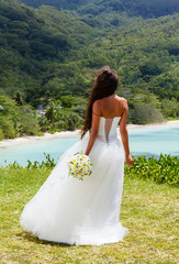 wedding bouquet and groom