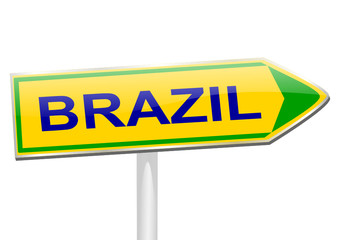 The yellow arrow with the word Brazil - illustration