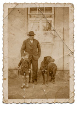 child, man and huge dog - circa 1935 - 59126936