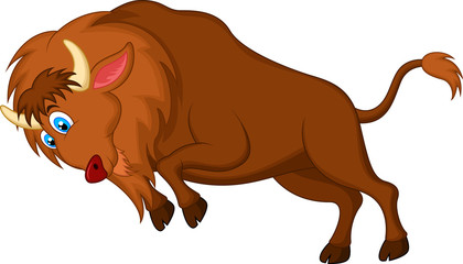 Angry bison cartoon