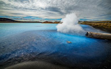 Sulfur lake used as Geothermal Power Station, near Hverarönd, I