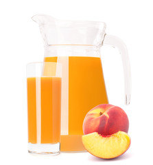 Peach fruit juice in glass jug