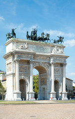 Arc of Peace (XIX century) in Sempione Park, Milan, Italy