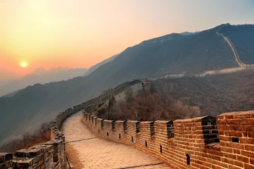 Printed kitchen splashbacks Chinese wall Great Wall sunset
