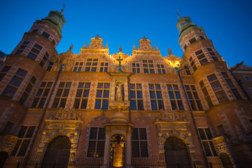Fototapeta na wymiar Historyczne Miasta Gdańska w nocy w Polsce
