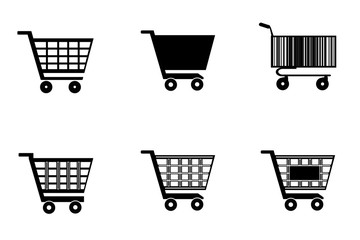 Caddies de supermarché en 6 icônes