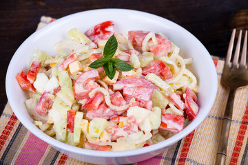 Fresh vegetable salad on plate