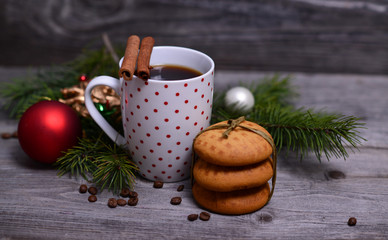 Obraz na płótnie Canvas Coffee and cookies for Christmas morning