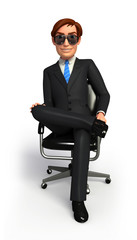 Young Business man with chair