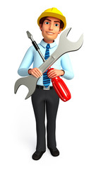 service man with Screw Driver & wrench