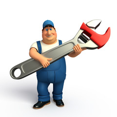 Plumber  with big wrench