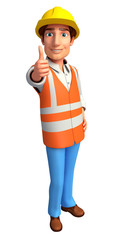 Worker with thumb up