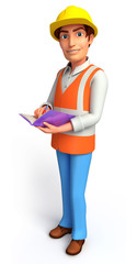 Worker with diary