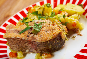 Baked trout with potatoes