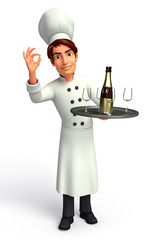 Chef  with wine