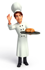 Chef  with chicken dishes