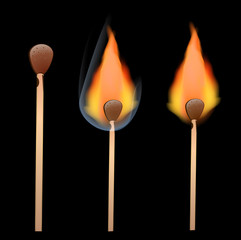 conflagrant matches on a black background