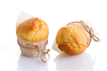 Two freshly made  muffins