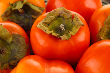 Ripe persimmons close up