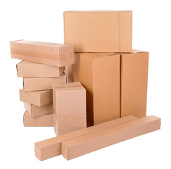 Different cardboard boxes isolated on white