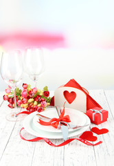 Romantic holiday table setting, close up