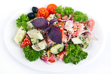 Salad with feta cheese and greek olives