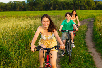 Healthy lifestyle - family cycling