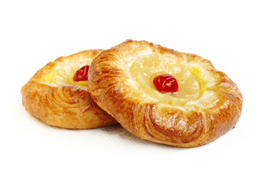 Pineapple Danish Pastries with cherry