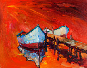 Obraz premium Boats and ocean