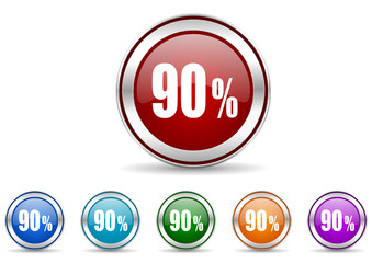 90 percent icon vector set