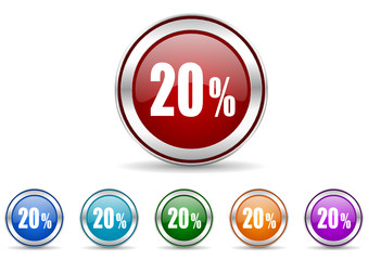 20 percent icon vector set