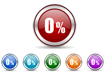 0 percent icon vector set