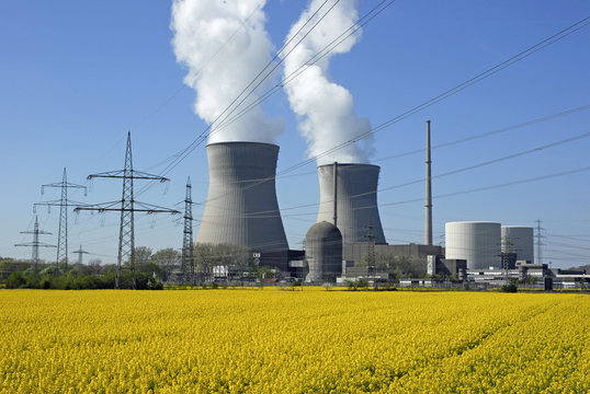 Kernkraftwerk mit Rapsfeld