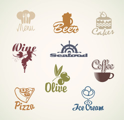 set of characters on the theme of food and drinks