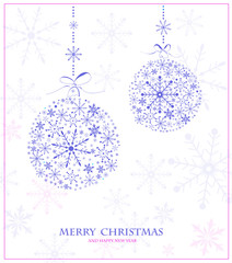 Background with christmas baubles, vector illustration