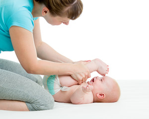 mother doing gymnastics her child © Oksana Kuzmina